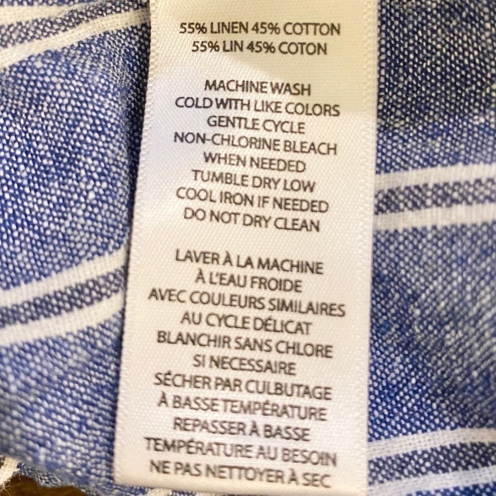 Beach Lunch Lounge Linen Blend Pants Blue White Stripe Womens Size Large - Picture 10 of 13
